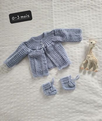 Gilet laine bébé naissance 1 mois 3 mois 