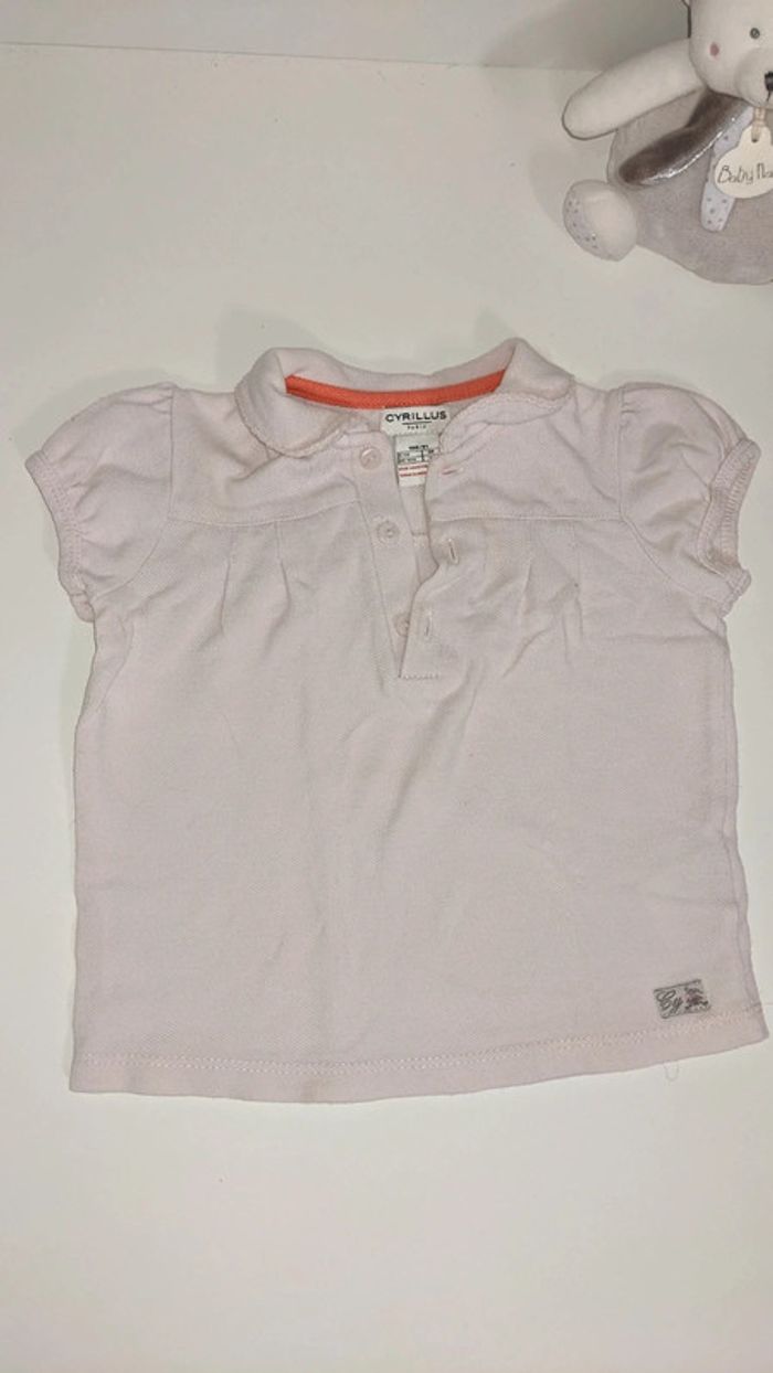 Tee-shirt Polo Cyrillus 18 Mois rose pâle - photo numéro 2