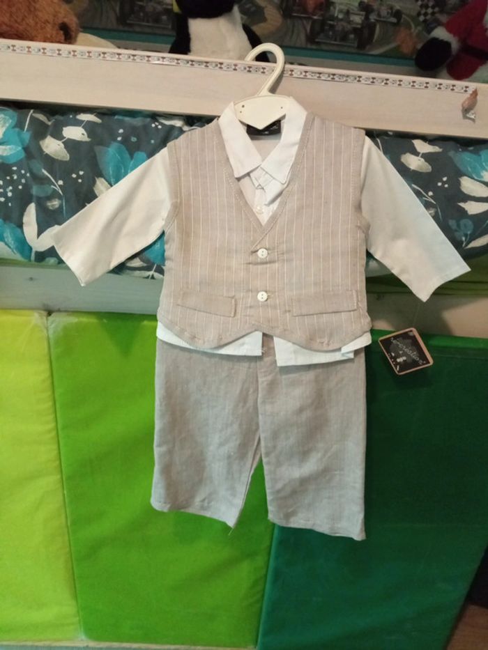 Ensemble costume garçon 9 mois chemise+boléro+pantalon neuf avec étiquette - photo numéro 2