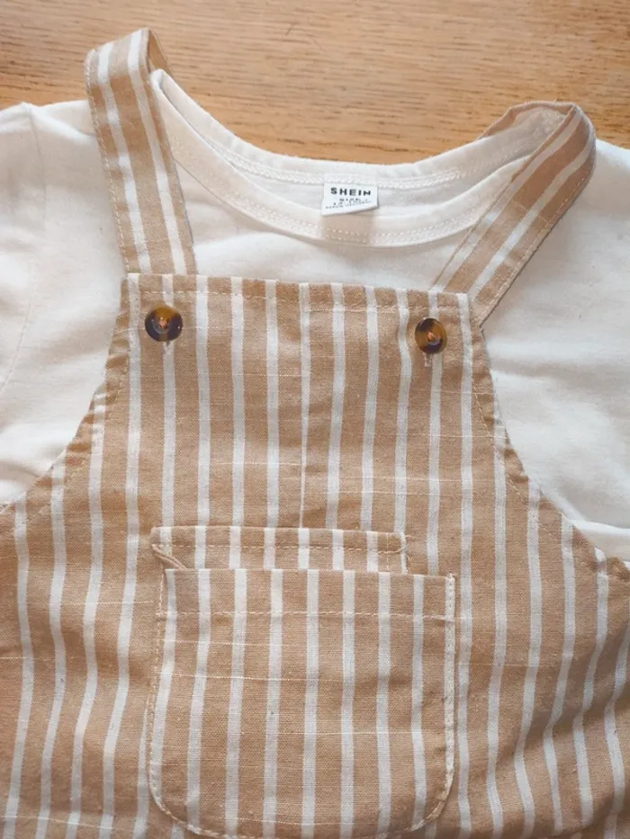 Salopette shein 12 18 mois beige excellent état beige - photo numéro 3