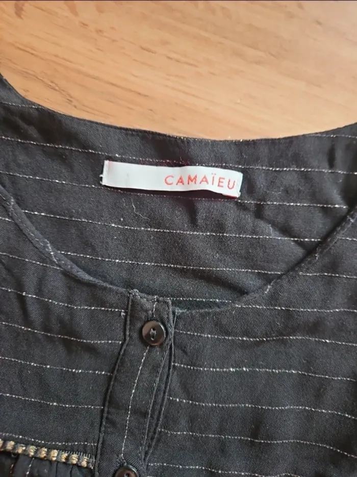 Chemise femme a rayures dorée M - photo numéro 3