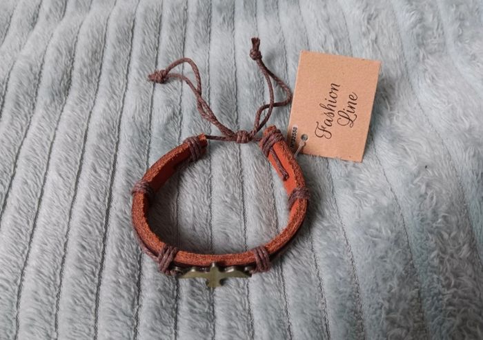 Bracelet cuir marron avec oiseau métal - photo numéro 2