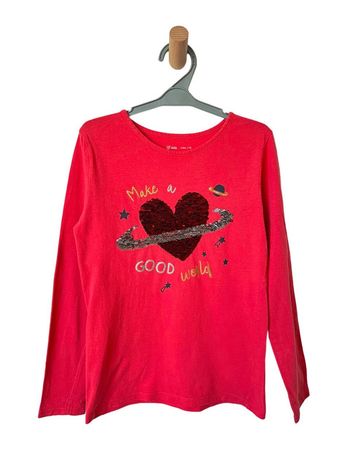 T-shirt manches longues (coeur-planète en sequins) - Gémo 12 ans