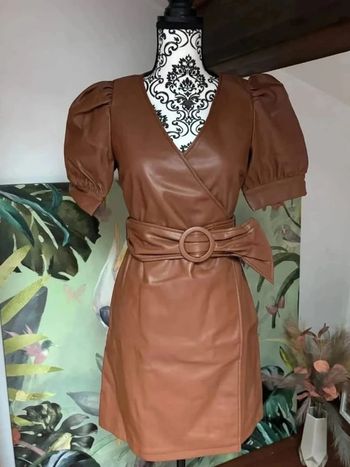 Robe portefeuille simili-cuir marron