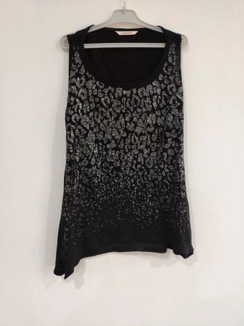 T shirt débardeur Camaïeu noir brillant strass spécial fête ou soirée T 3