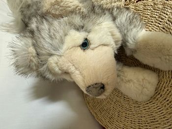 Peluche loup chiné marron gris beige