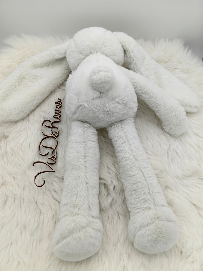Doudou peluche lapin blanc cassé - photo numéro 6