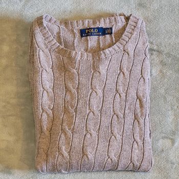 Pull Torsadé Gris - Logo Brodé Gris - Ton sur Ton 🐎 Ralph Lauren - Taille L