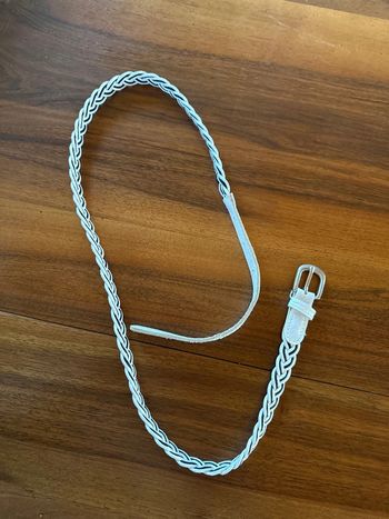 Ceinture femme, noir et blanche, fine tressage, petite boucle