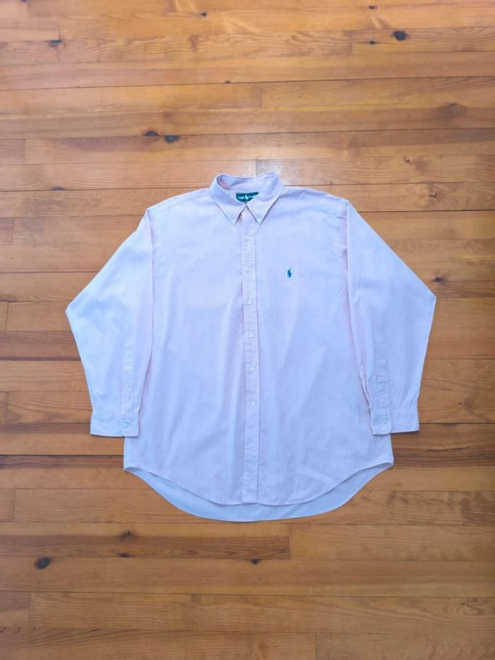 Chemise à rayures - Ralph Lauren - Yarmouth - Logo brodé bleu - Blanc, rose - Taille L - photo numéro 3