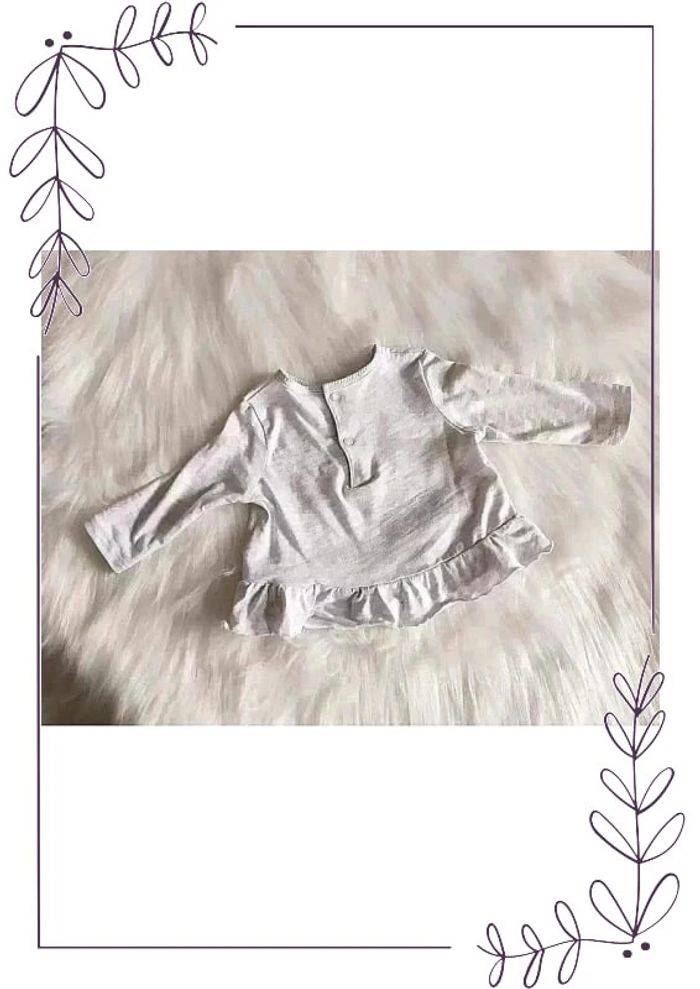 Tee shirt bébé fille 3 mois manches longues gris clair et rose. - photo numéro 2