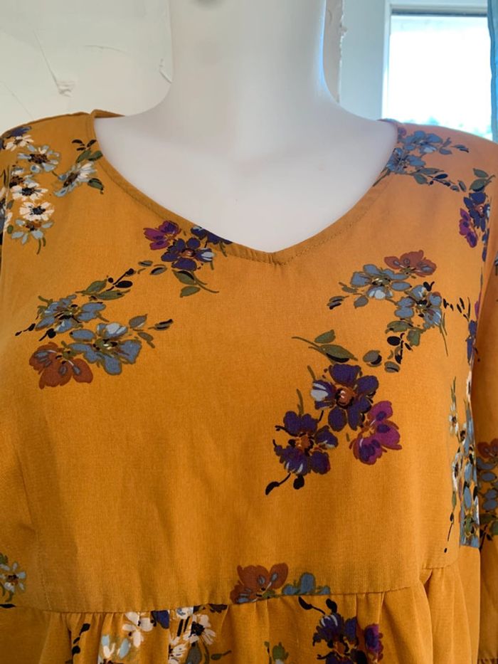 Blouse fleurie taille 48 moutarde - photo numéro 7