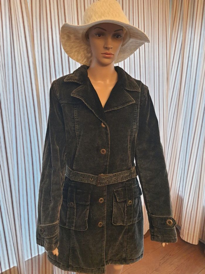 Veste en velour gris matelassé IDPDT taille L - photo numéro 5