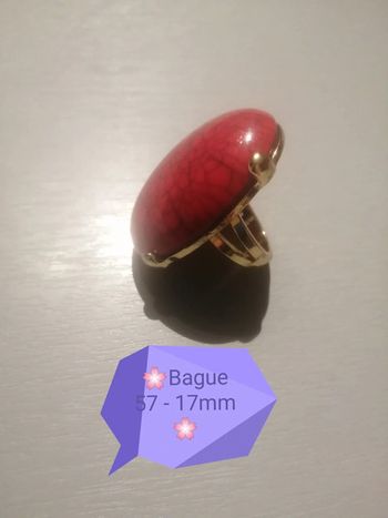 🌸Bague dorée sertie avec large pierre rouge "Bijoux indiens" Taille 57🌸