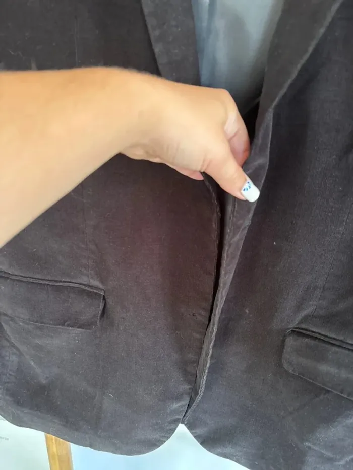 Veste noire en velours Kiabi taille 54 - photo numéro 5