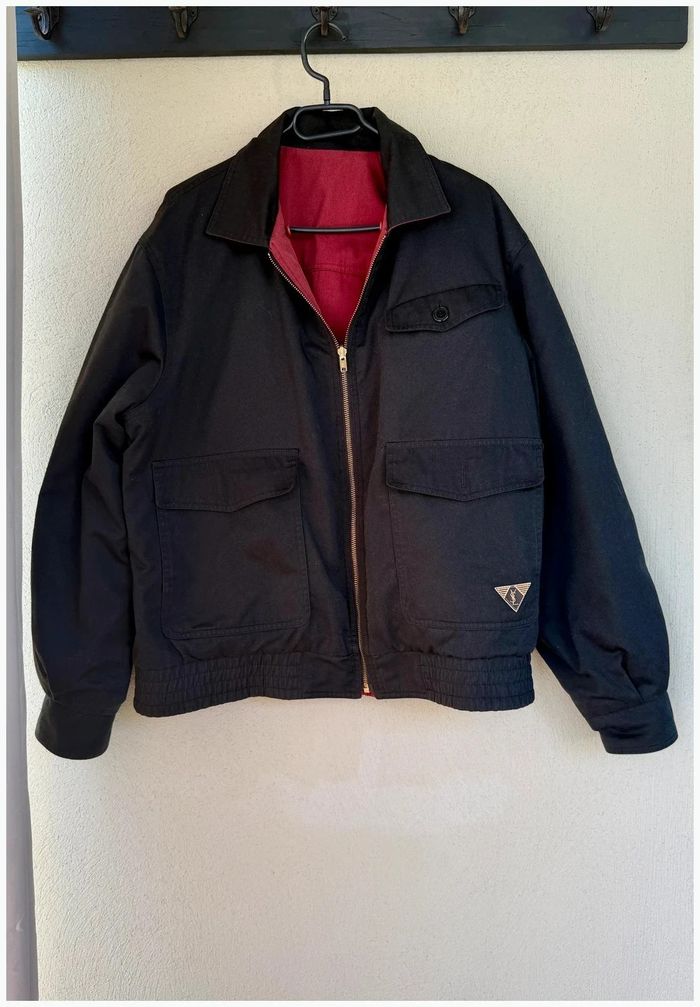 Yves Saint Laurent blouson réversible noir et rouge bordeaux XL - bon état - photo numéro 2