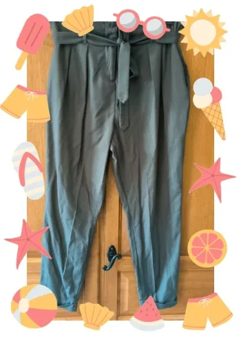 Pantalon carotte à rayures 42