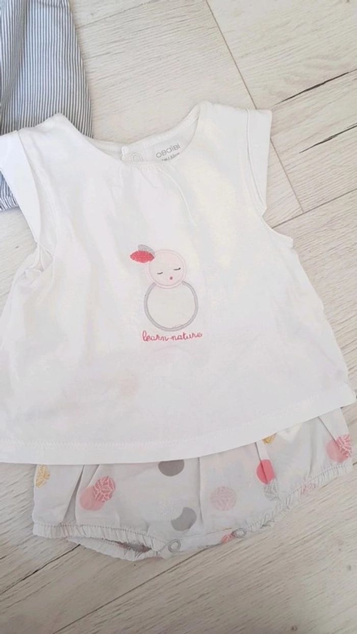 Lot de body + 2 petites combinaisons estivales fille 1mois obaibi neuves - photo numéro 4