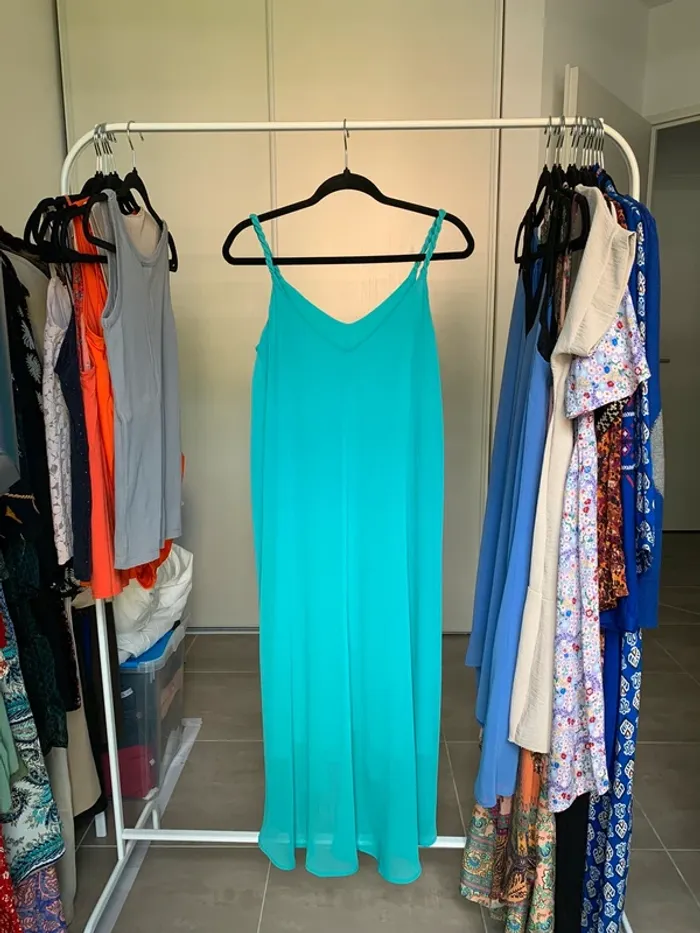 Robe longueur midi vert d'eau Mango taille S - photo numéro 13
