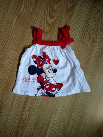 Débardeur blanc bretelles rouges. Disney Baby. Bebe 18 mois