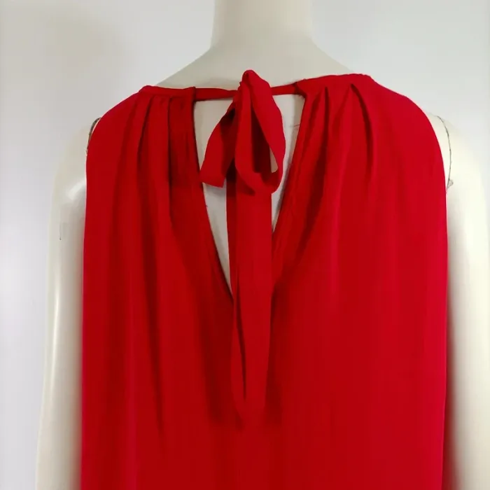 Robe rouge Camaïeu fluide taille 40 col rond dos noué A001 - photo numéro 7