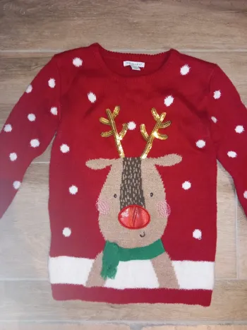 Pull noel 10 11 ans fille sequins renne primark
