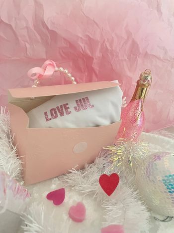 Pink Jul box t-shirt blanc rose paillettes