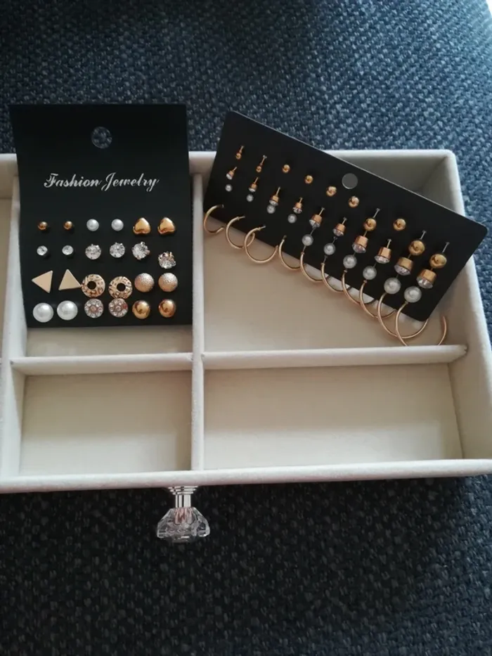 Lot de 2 plaquettes de boucles d'oreilles Fashion Jewelry, neuf avec étiquette