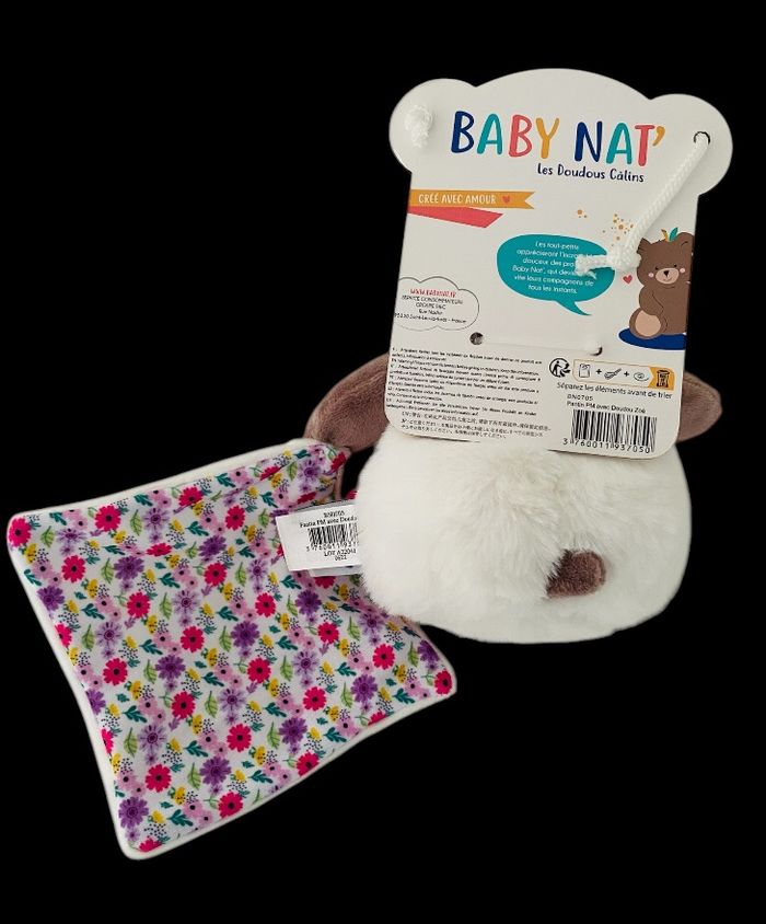 ❤️ 13cm Doudou Boule Hippopotame Zoé Zoe Blanc Rose Fleurs Baby Nat Babynat - photo numéro 2