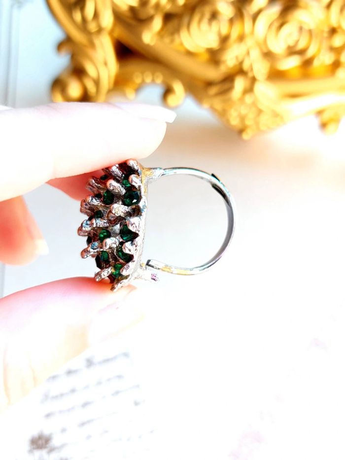 Magnifique bague ajustable pierre verte style vintage - photo numéro 5