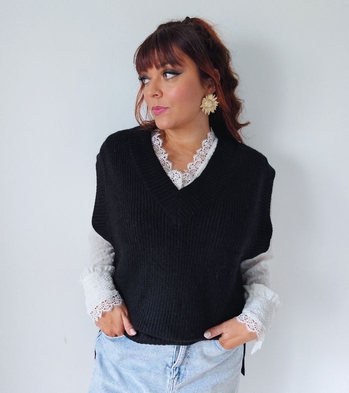 Pull sans manches oversize doux et chaud noir pour l'automne hiver marque Pimkie taille 36 S
Neuf avec étiquette - photo numéro 6