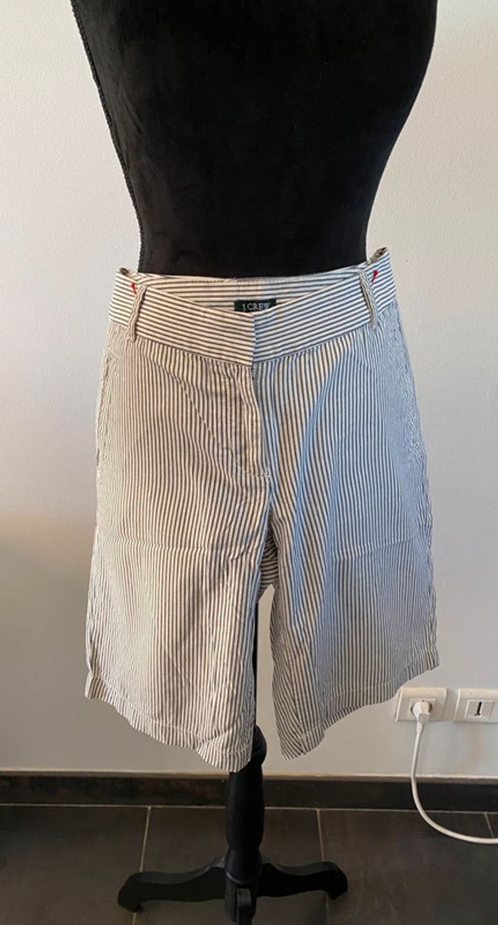 Short Bermuda J.Crew blanc et bleu marine à rayures taille 2 - photo numéro 2