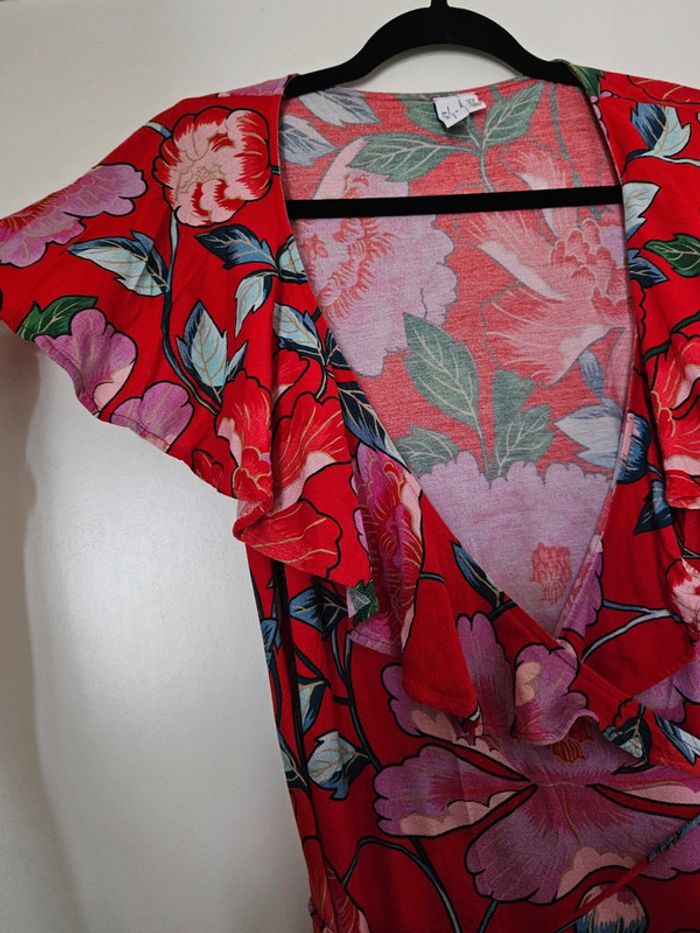 Robe longue portefeuille fleurie rouge & Other Stories - photo numéro 6