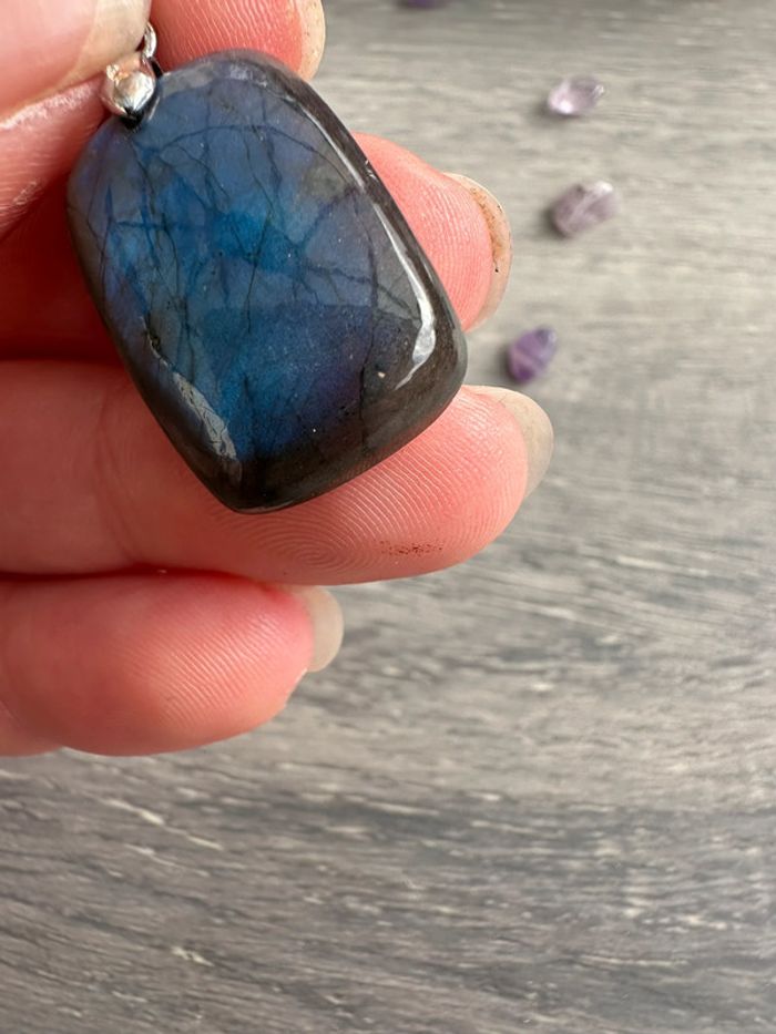 Pendentif en labradorite véritable de Madagascar – Pierre naturelle - photo numéro 6