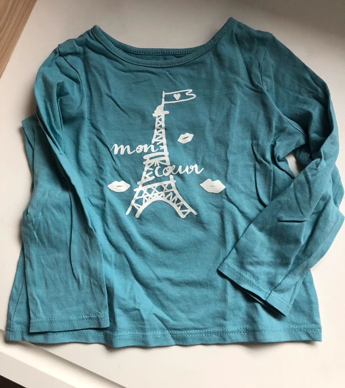 T shirt manches longues Paris Tour Eiffel 3 ans