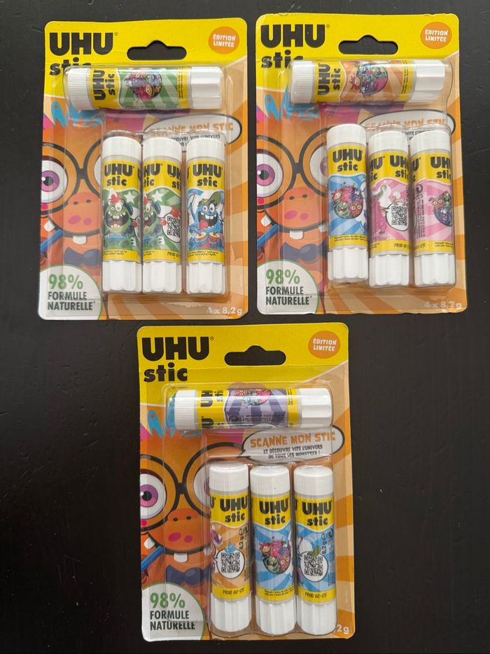 12 bâtons de colle blanche lou_stics UHU stic