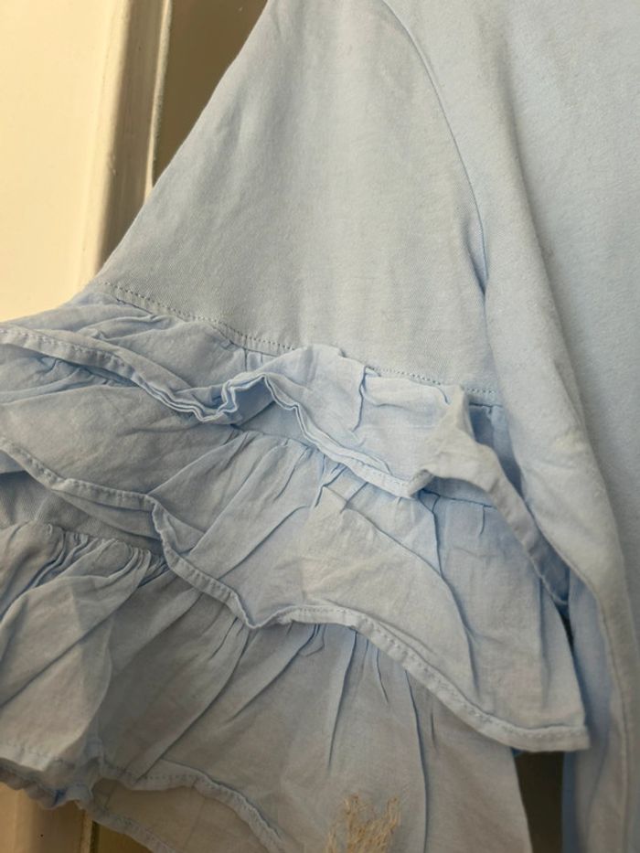 T-shirt bleu clair volant M h&m - photo numéro 4
