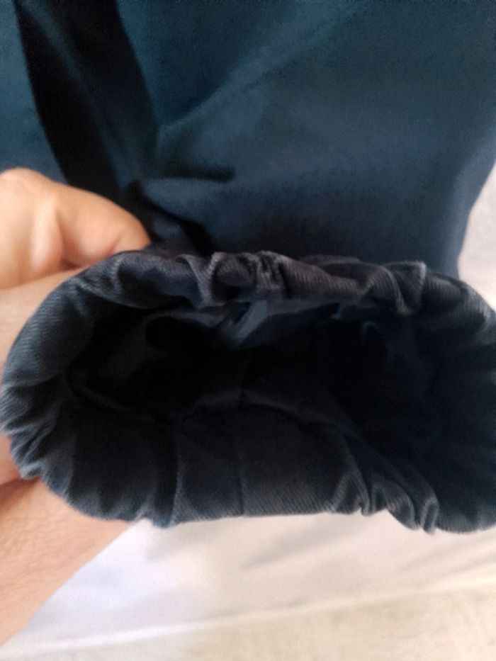 Manteau fourré d'hiver avec bandes marron, blanche, bleu marine foncé à capuche" Bizzbee" taille XS - photo numéro 9