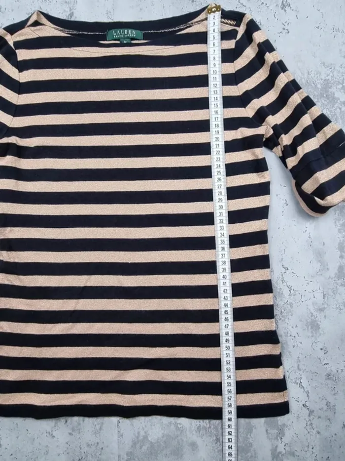 T-shirt rayé doré et noir Lauren Ralph Lauren – Taille M Femme (mesures en photos) - photo numéro 7