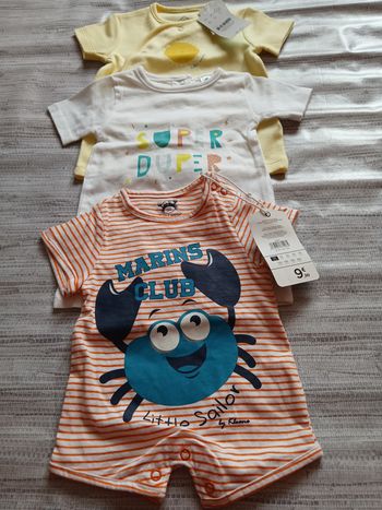 lot 3 barboteuse combishort en coton tex baby 50 cm 0 mois 