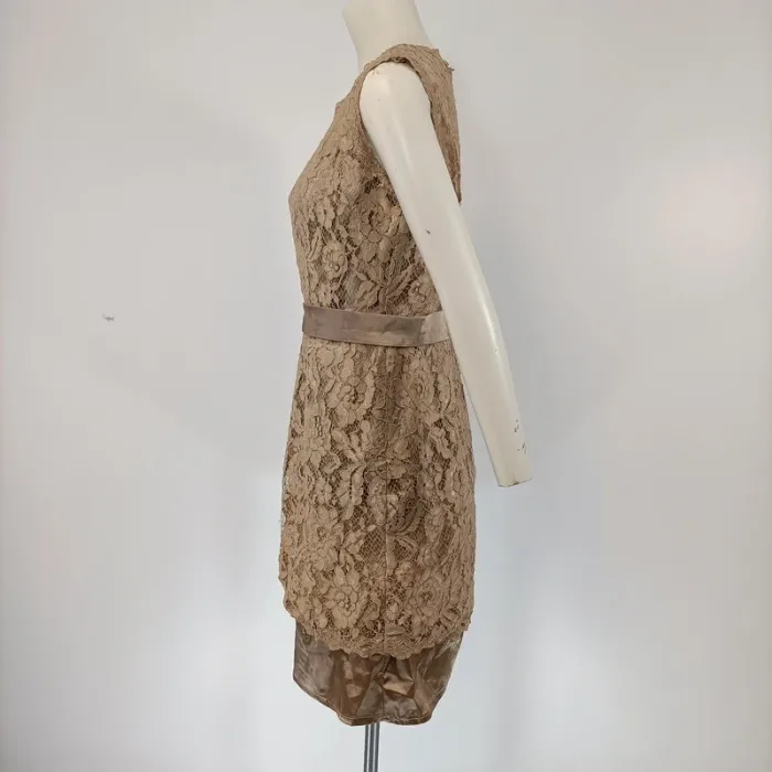 Robe de soirée semi transparente, motifs floraux, beige, été, cérémonie A058 - photo numéro 3