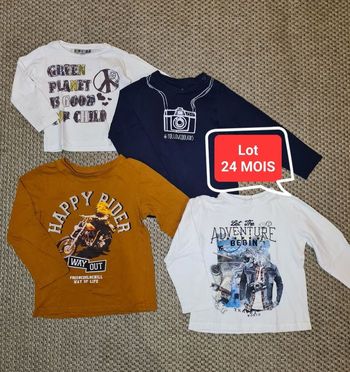 Lot de 4 t-shirts manches longues - 24 mois