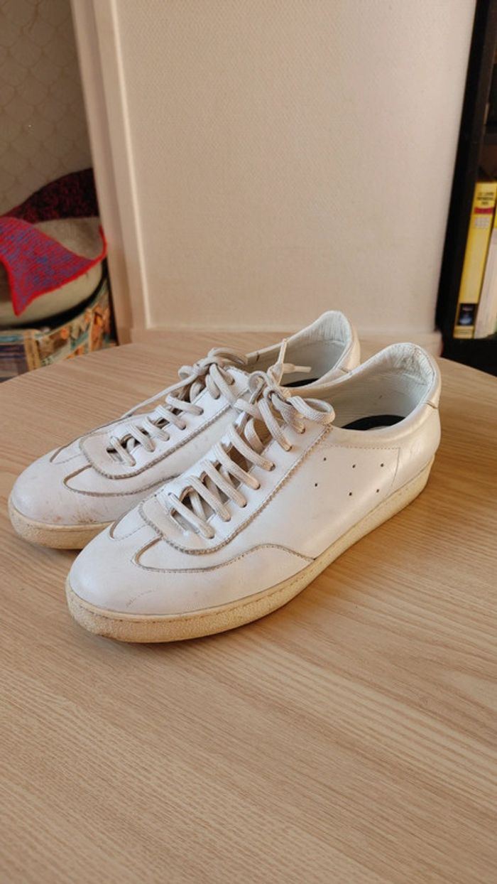 Basket sneakers en cuir zara taille 40 blanche lacet tennis