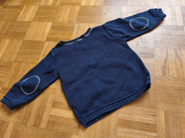 Pull 23 mois 86 cm Lulu castagnette garçon manches longues bleu marine coudière coton - photo numéro 2