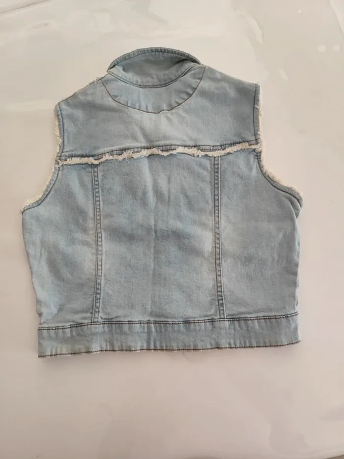 Veste gilet en jeans et macramé taille 38 - photo numéro 3