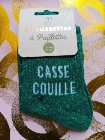 Chaussette à paillettes message