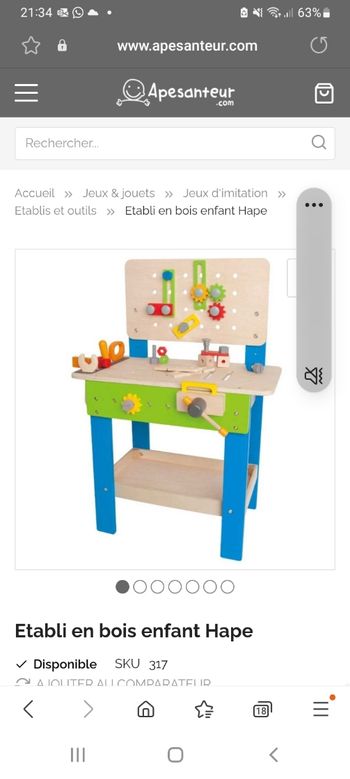 Etabli en bois enfant