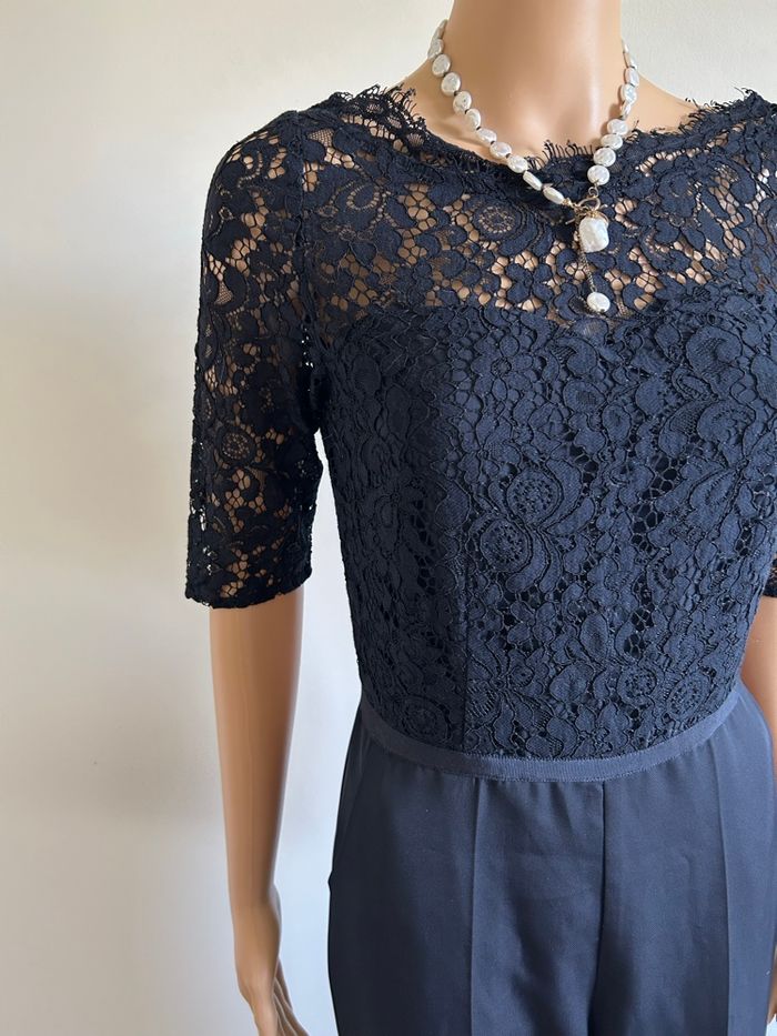 Combinaison bleue marine avec dentelle Morgan taille 34 TBE - photo numéro 4