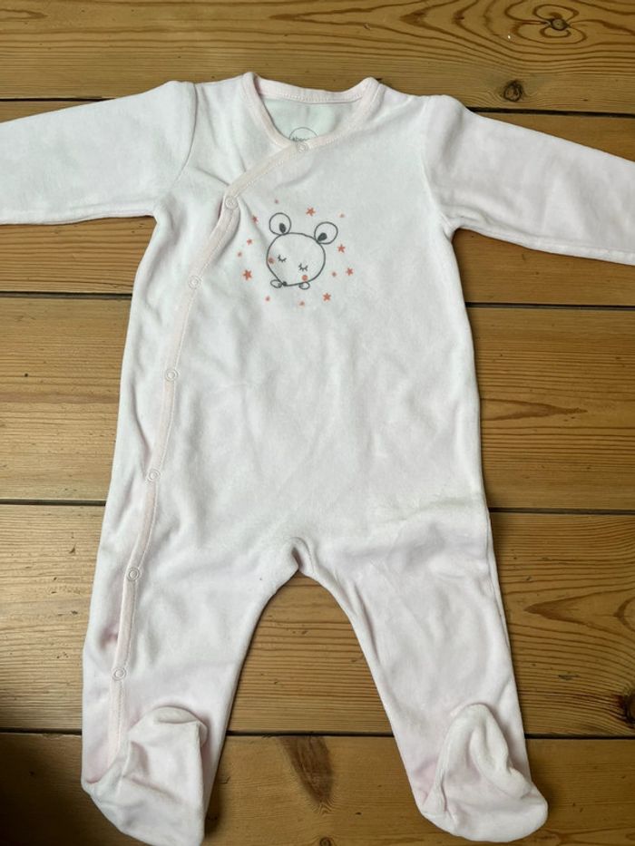 Lot de deux pyjamas une pièce velours bébé fille - photo numéro 2