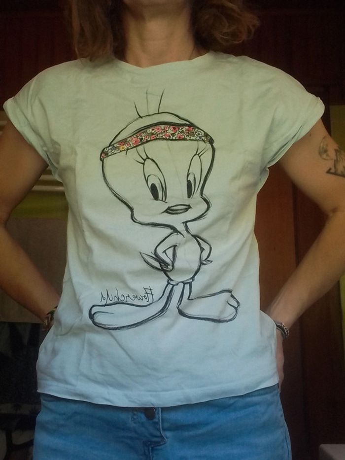T-shirt femme bleu ciel Titi - photo numéro 3